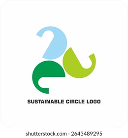 Environmental vector logo Sustainable circle: Symbol of Harmony of Nature and Humans