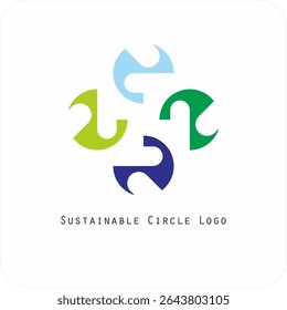 Environmental vector logo Sustainable circle: Symbol of Harmony of Nature and Humans