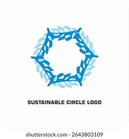 Logotipo do vetor ambiental Círculo sustentável: Símbolo da Harmonia da Natureza e dos Humanos