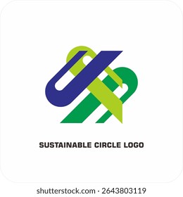 Environmental vector logo Sustainable circle: Symbol of Harmony of Nature and Humans