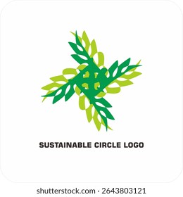 Logotipo do vetor ambiental Círculo sustentável: Símbolo da Harmonia da Natureza e dos Humanos