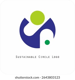 Umweltvektorlogo Nachhaltiger Kreis: Symbol der Harmonie von Natur und Menschen