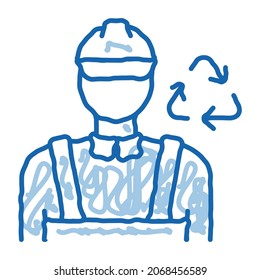environmental worker sketch icon vector. Hand drawn blue doodle line art environmental worker sign. isolated symbol illustration