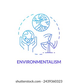 Environmentalism political movement blue gradient concept icon. Preservation nature. Pollution control, biodiversity. Round shape line illustration. Abstract idea. Graphic design. Easy to use