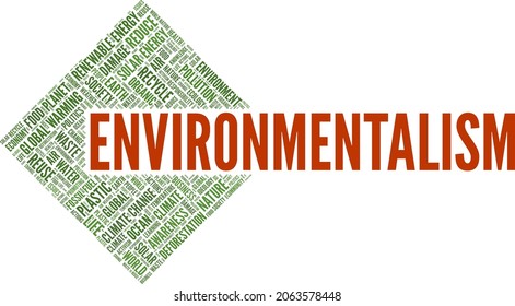 Environmentalism vector illustration word cloud isolated on white background.