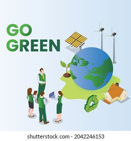 Environmentalist team discussing a conservation project d isometric vector illustration concept for banner, website, landing page, ads, flyer
