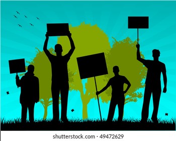 environmentalists protest-outdoor illustration of vectors