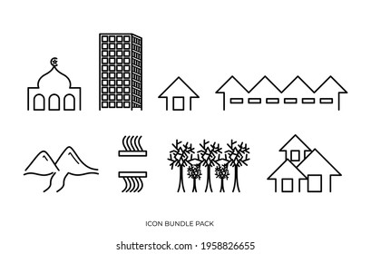 paquete de iconos de paquete de construcción ambiental y medio ambiente natural