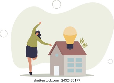 Environmentally conscious living concept.using energy saving light bulb.