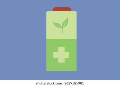 Environmentally friendly battery. Ecology Vector Symbol Illustration.