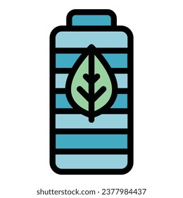 Environmentally friendly battery icon outline vector. Eco energy. Bio energy color flat