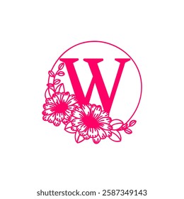 environmentally friendly brand image w letter design with natural floral elements