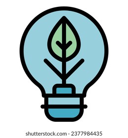 Environmentally friendly bulb icon outline vector. Eco clean. Reuse bio color flat