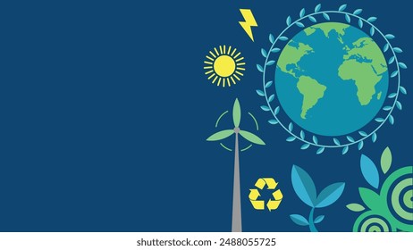 environmentally friendly concept vector banner design. renewable energy. recycling clean energy. protect and save our planet. World environment and sustainable development concept. ecology technology.