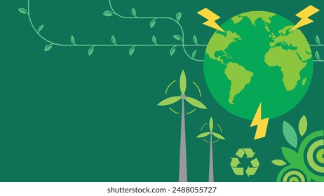 environmentally friendly concept vector banner design. renewable energy. recycling clean energy. protect and save our planet. World environment and sustainable development concept. ecology technology.