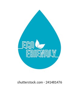 Environmentally friendly drop of water with leaves. 