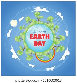 Environmentally friendly ecology. Save the earth from climate change. Earth Day concept. Flat vector illustration.