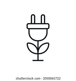 Environmentally friendly electricity linear icon. Thin line customizable illustration. Vector isolated outline drawing. Editable stroke