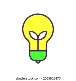 Environmentally friendly electricity RBG color icon. Thin line vector illustration.