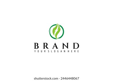 Environmentally friendly energy logo with leaf and lightning image concept