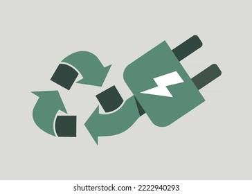 Environmentally friendly energy production through recycling. Vector illustration.