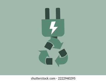 Environmentally friendly energy production through recycling. Vector illustration.