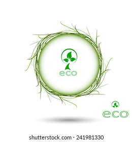 Environmentally friendly green background - abstract wallpaper leaves in a circle