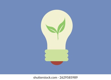 Environmentally friendly lamp. Ecology Vector Symbol Illustration.