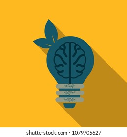 Environmentally friendly lamp with element in the form of the brain. leaf on the lamp.