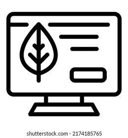 Environmentally friendly monitor icon outline vector. Recycle eco. Reuse electricity