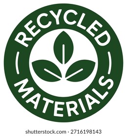 Símbolo circular verde de la insignia de los materiales reciclados respetuosos del medio ambiente para el etiquetado y la promoción sostenibles del producto