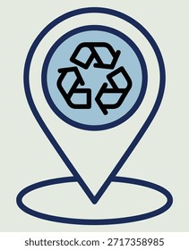 Icono de pin de ubicación de reciclaje respetuoso con el medio ambiente que representa prácticas de gestión de residuos sostenibles y servicios ecoconscientes