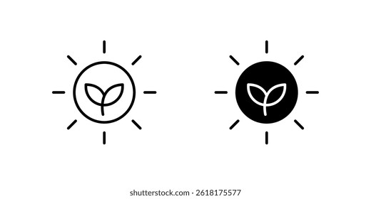 Environmentally Friendly Sun Line and Glyph Icon Set