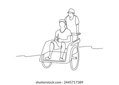 Environmentally friendly transport powered by renewable energy sources and green trasnportation. Pict of man riding a rickshaw. Gyroboard, bicycle, scooter, scooter,skateboard. Vector vehicles.