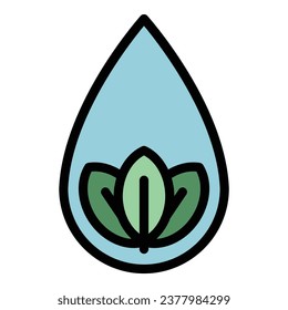 Environmentally friendly water drop icon outline vector. Eco recycle. Clean energy color flat
