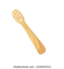 Environmentally friendly wooden toothbrush. Vector illustration. Wooden cutlery.