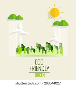 Environmentally friendly world. Ecology concept. Vector illustration.