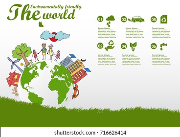 Environmentally friendly world and ecology  concept of infographics  design