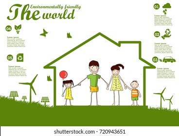 Environmentally friendly world and ecology  concept of infographics  design