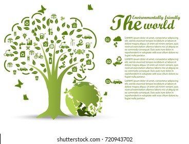 Environmentally friendly world and ecology  concept of infographics  design