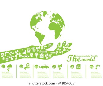 Environmentally friendly world and ecology  concept of infographics  design