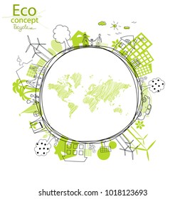 Environmentally friendly world. Illustration of ecology the concept of info graphics. Icon. Simple modern minimalistic style. Simple illustrated illustration for printing, web