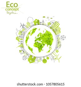 Environmentally friendly world. Illustration of ecology the concept of info graphics. Icon. Simple modern minimalistic style. Simple illustrated illustration for printing, web