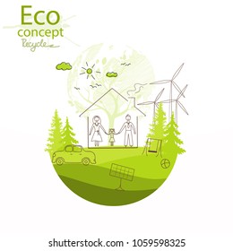 Environmentally friendly world. Illustration of ecology the concept of info graphics. Icon. Simple modern minimalistic style. Simple illustrated illustration for printing, web