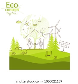 Environmentally friendly world. Illustration of ecology the concept of info graphics. Icon. Simple modern minimalistic style. Simple illustrated illustration for printing, web
