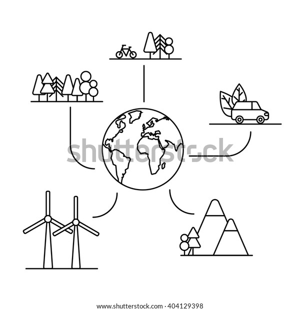 Environmentally\
friendly world, planet logo or symbol in linear style. Ecology\
concept.. Infographics Eco\
concept