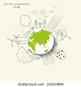 Environmentally friendly world. Vector illustration of ecology the concept of infographics modern design. the icon and sign. ecological concepts