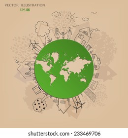 Environmentally friendly world. Vector illustration of ecology the concept of infographics modern design. the icon and sign. ecological concepts