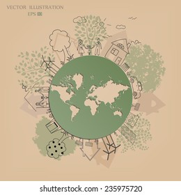 Environmentally friendly world. Vector illustration of ecology the concept of infographics modern design. the icon and sign. ecological concepts
