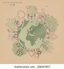 Environmentally friendly world. Vector illustration of ecology the concept of infographics modern design. the icon and sign. ecological concepts